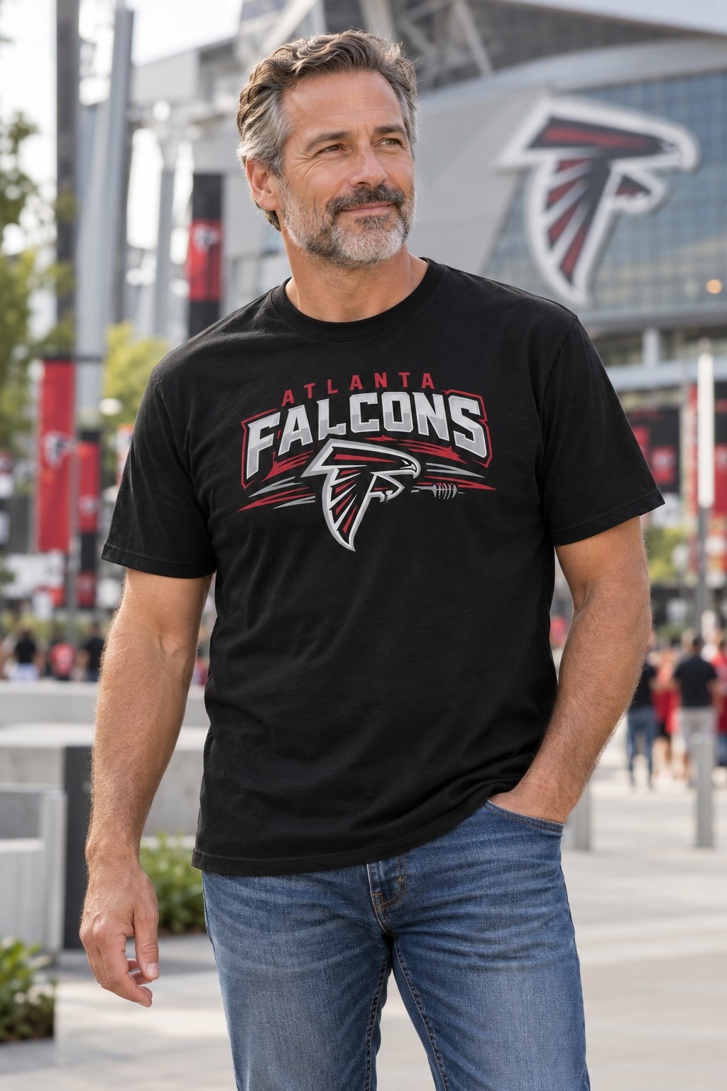 Atlanta Falcons Black T-Shirt model mockup
