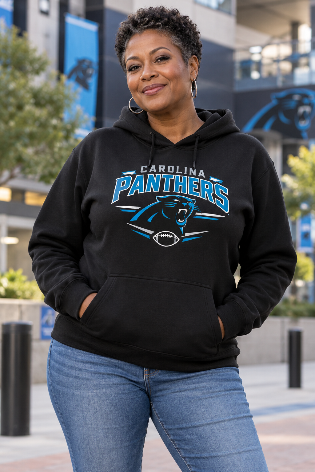 Carolina Panthers Black Hoodie model mockup