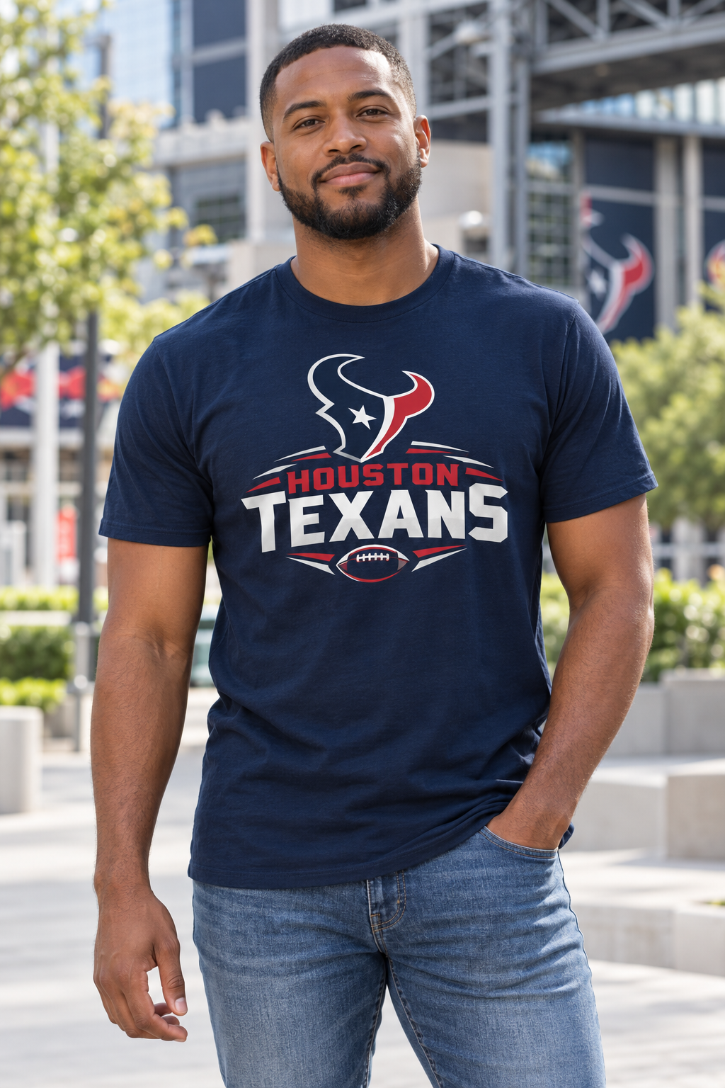 Houston Texans Navy T-Shirt model mockup