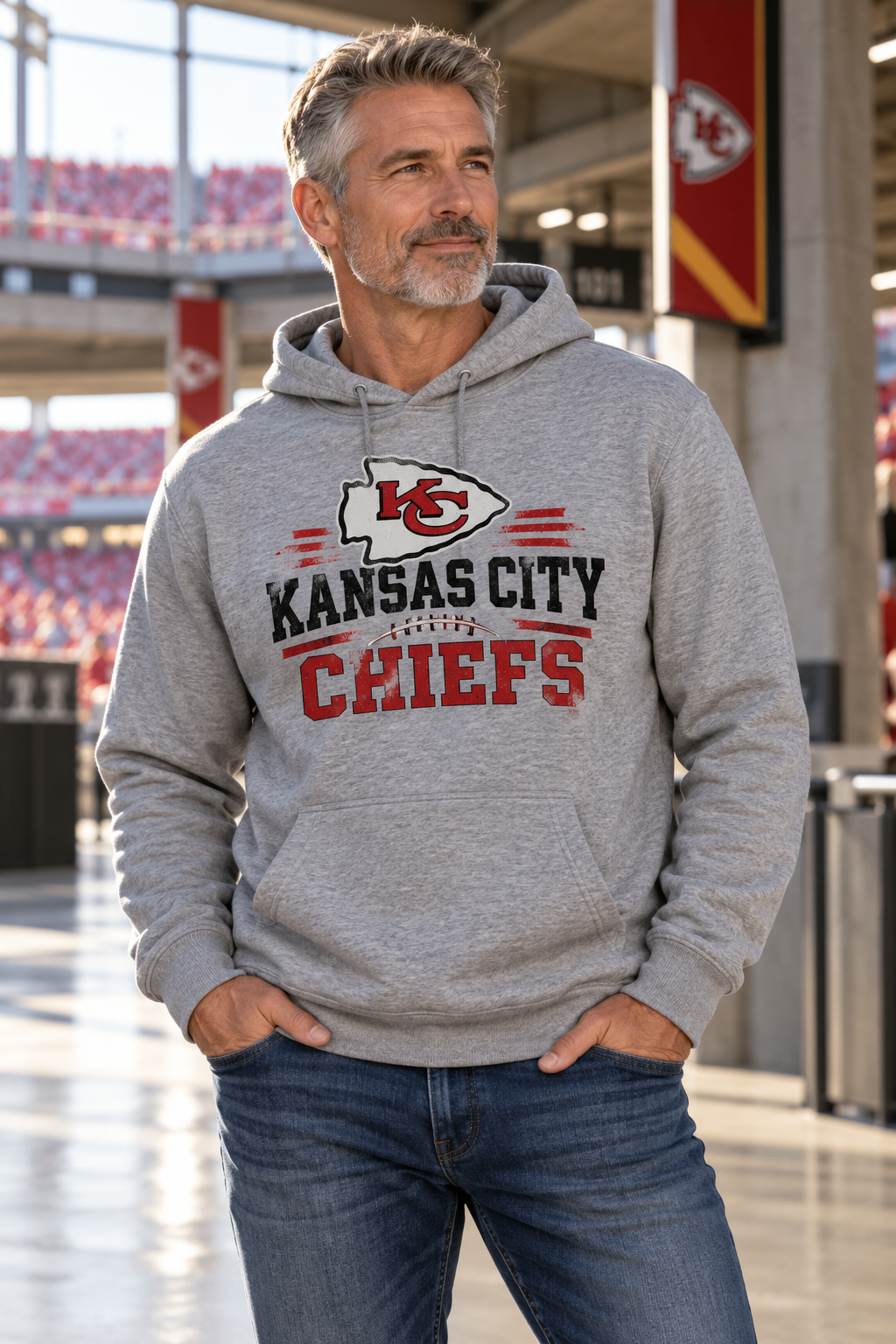 Kansas City Chiefs Heather Gray Hoodie model mockup