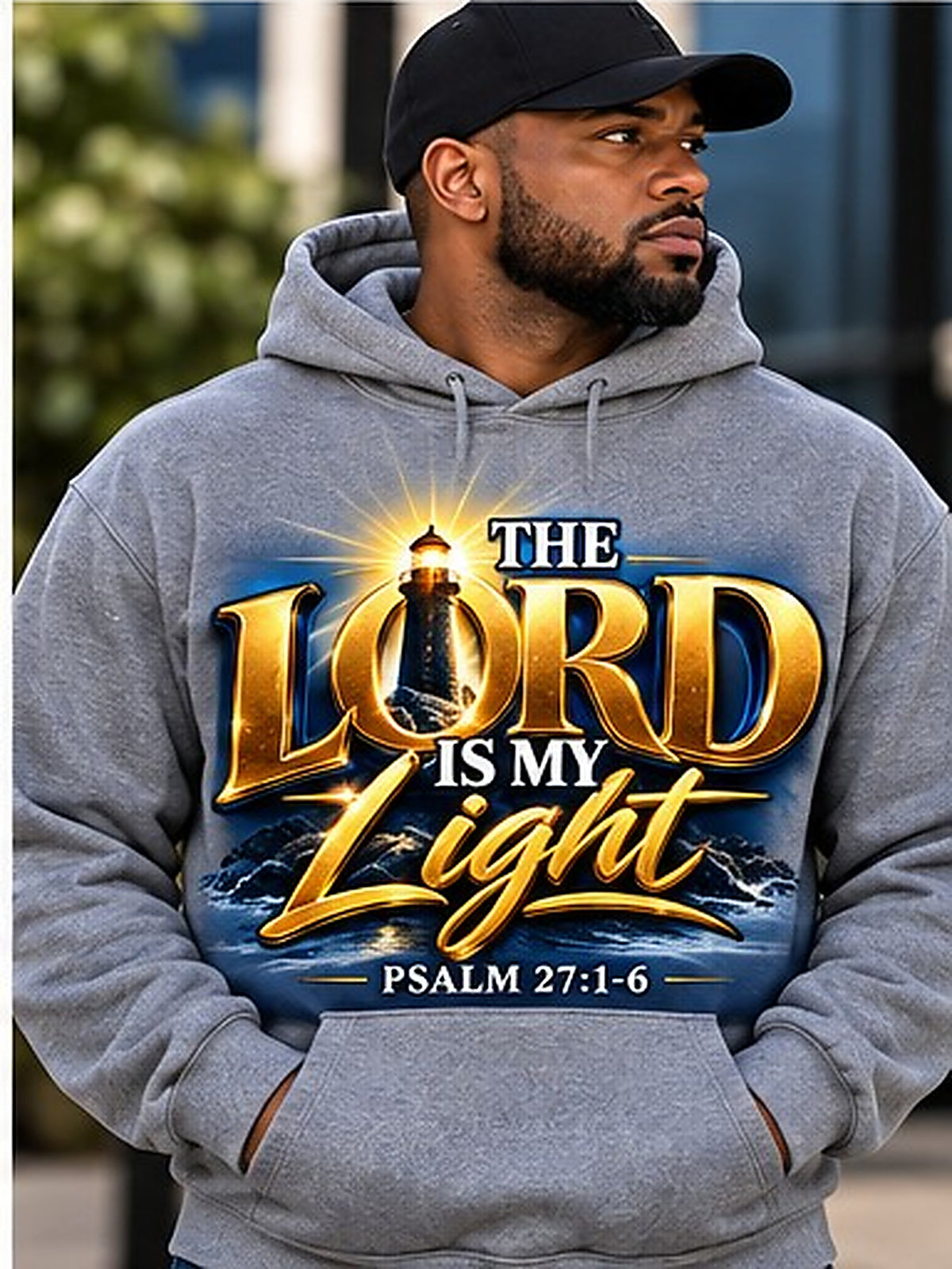 The Lord Is My Light Hoodie model mockup