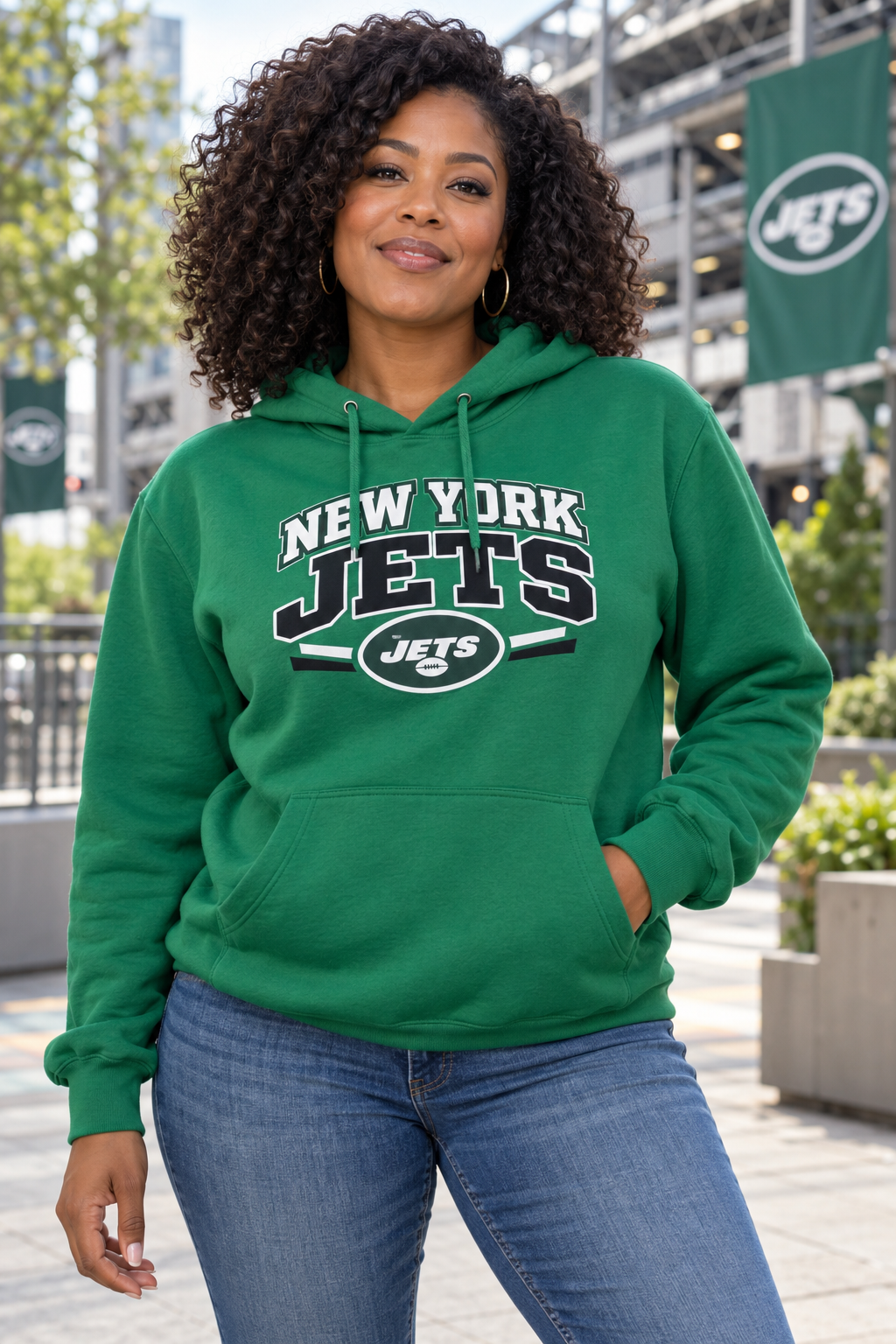 New York Jets Kelly Green Hoodie model mockup