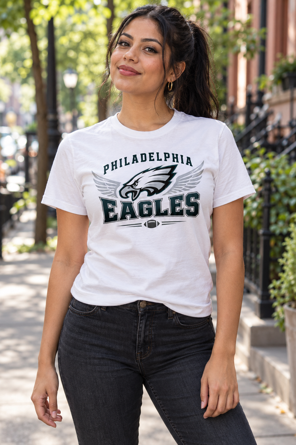 Philadelphia Eagles White T-Shirt model mockup