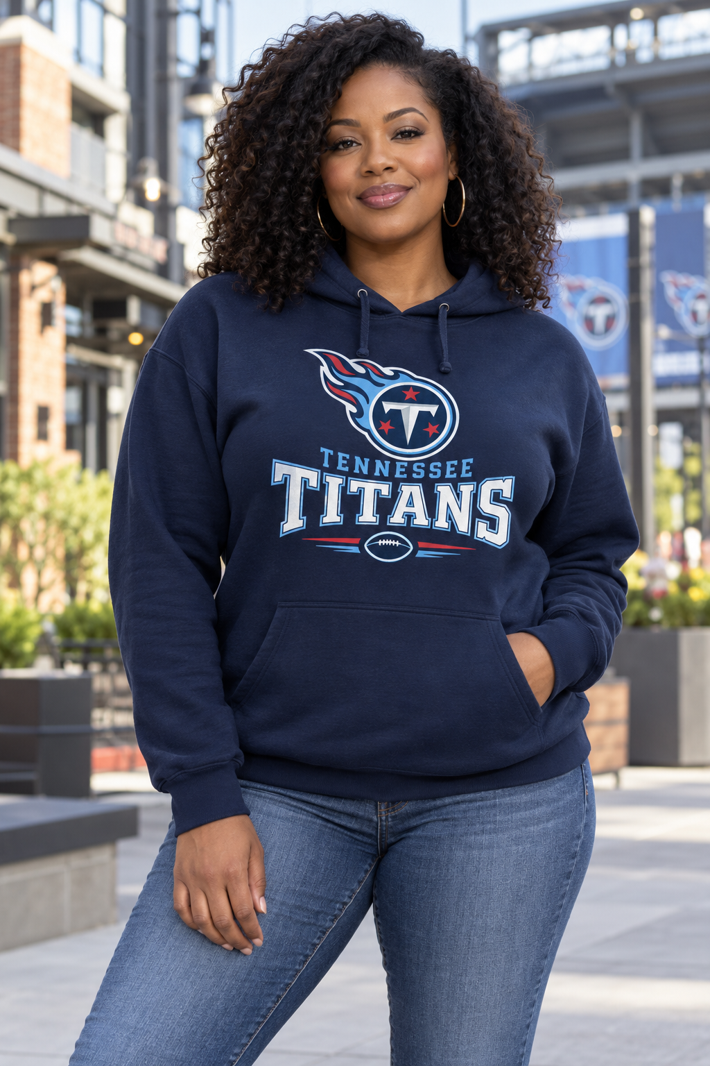 Tennessee Titans Navy Hoodie model mockup