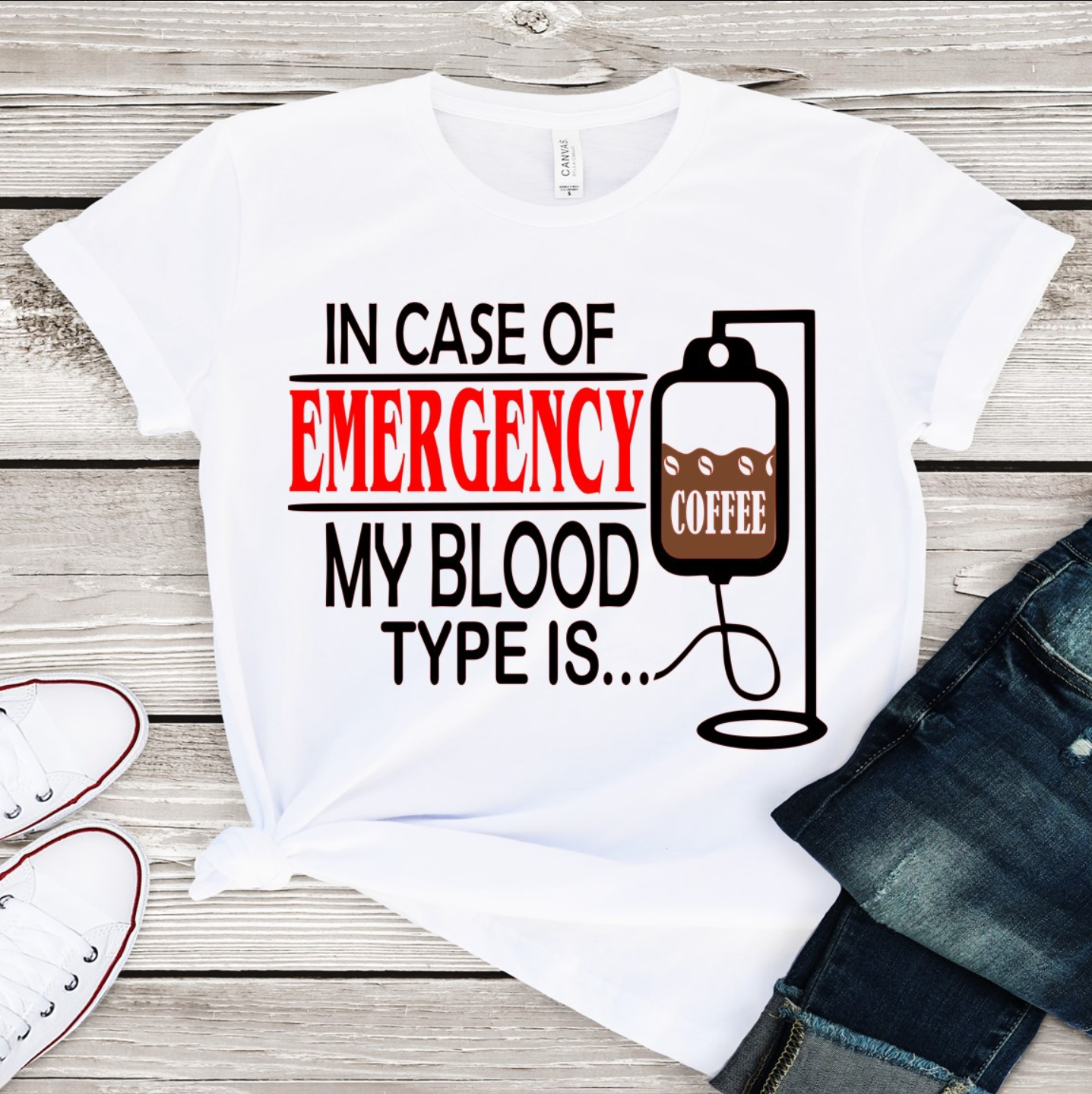My Blood Type is Coffee Shirt, Coffee shirt, Funny T-Shirt, coffee gift, love coffee shirt gift
