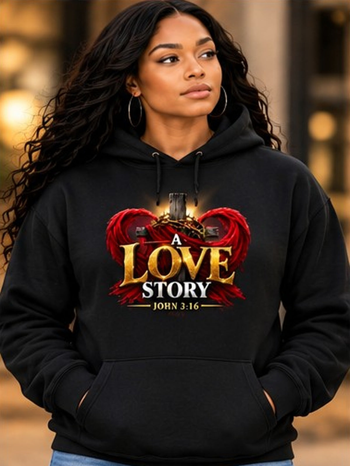 Updated love hoodie model product mockup