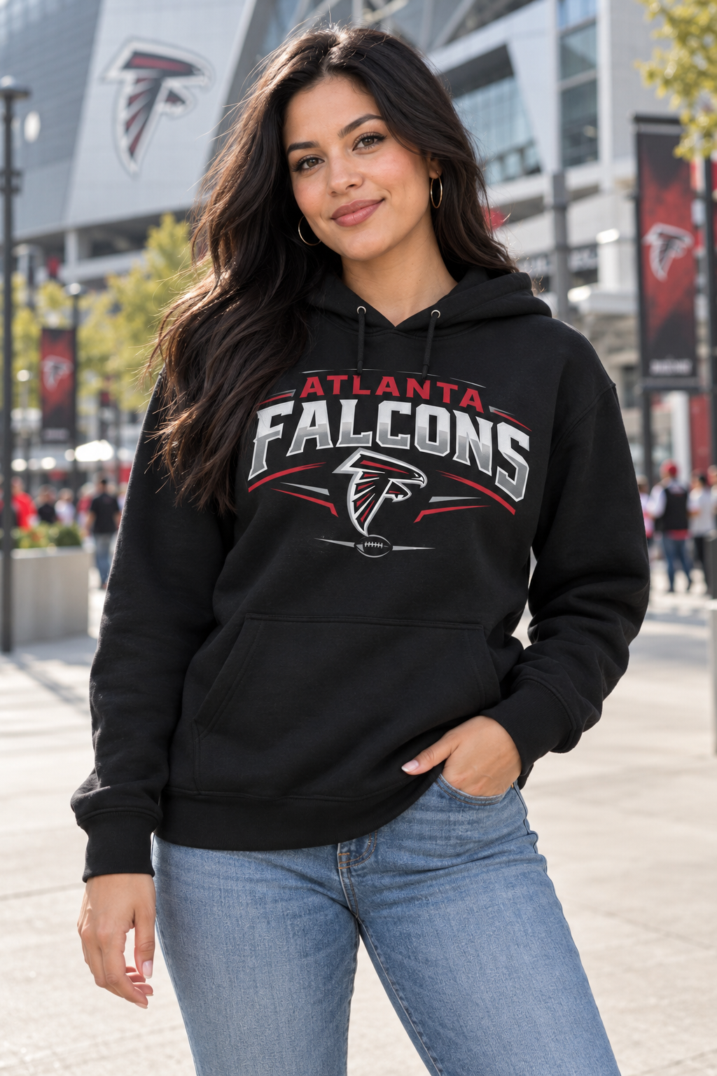 Atlanta Falcons Black Hoodie model mockup