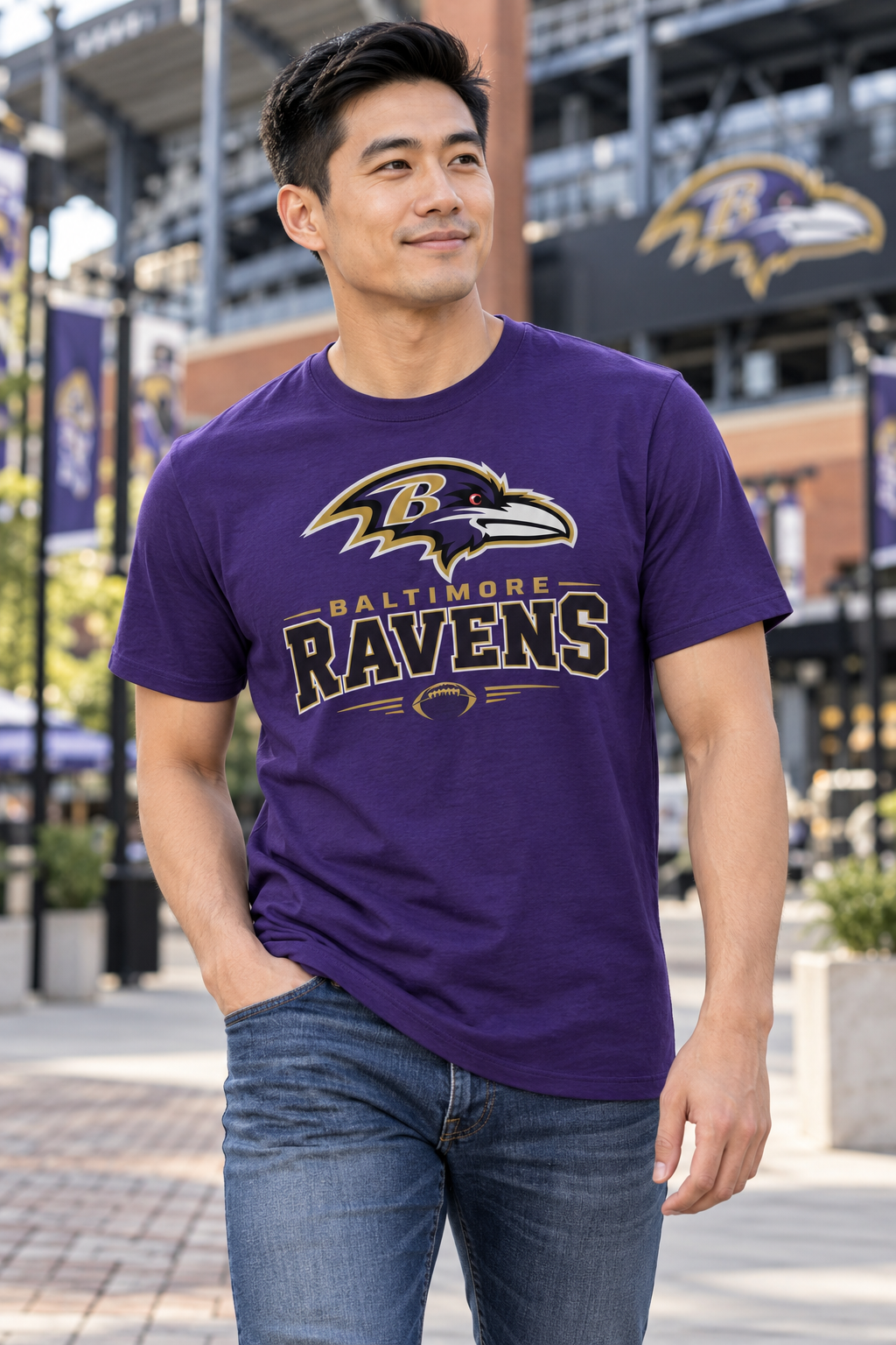 Baltimore Ravens Purple T-Shirt model mockup