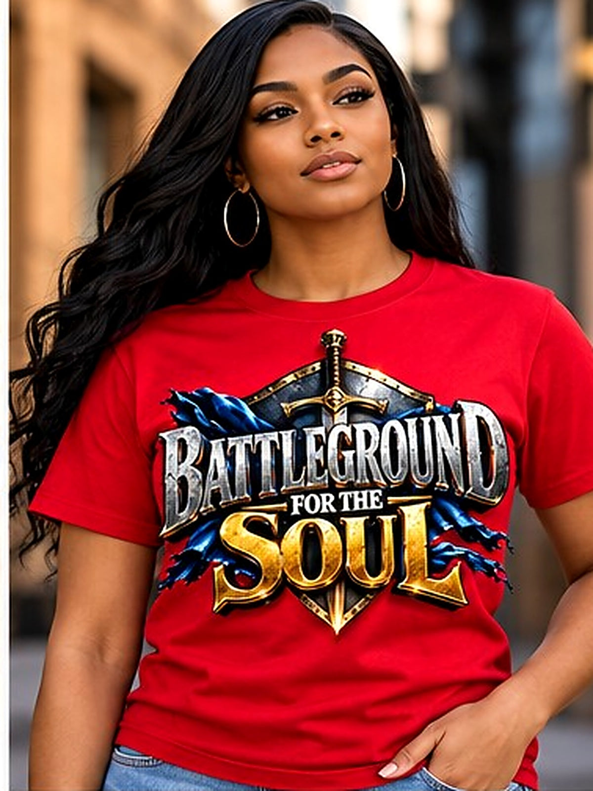 Battleground for the Soul T-Shirt model mockup