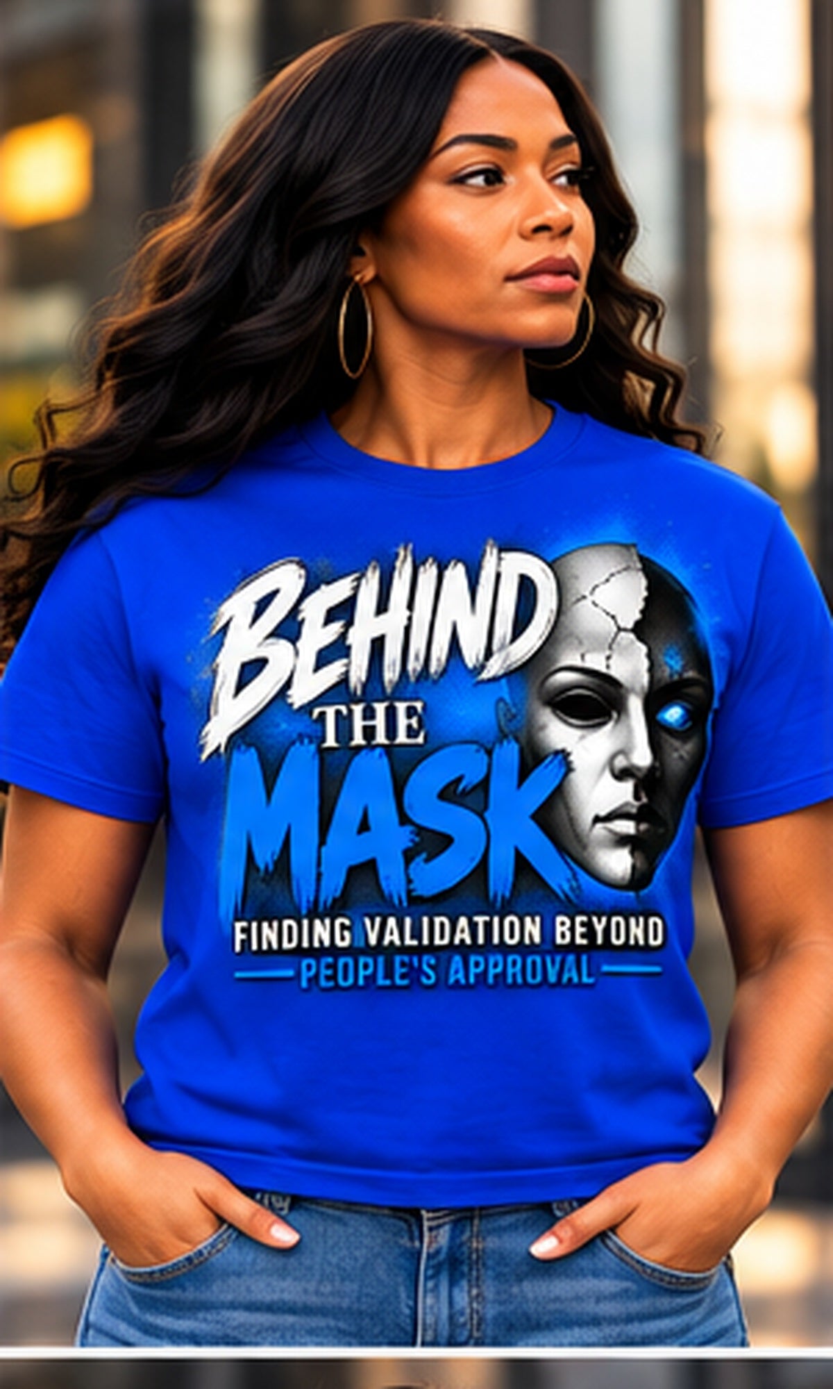 Behind the Mask T-Shirt in Blue
