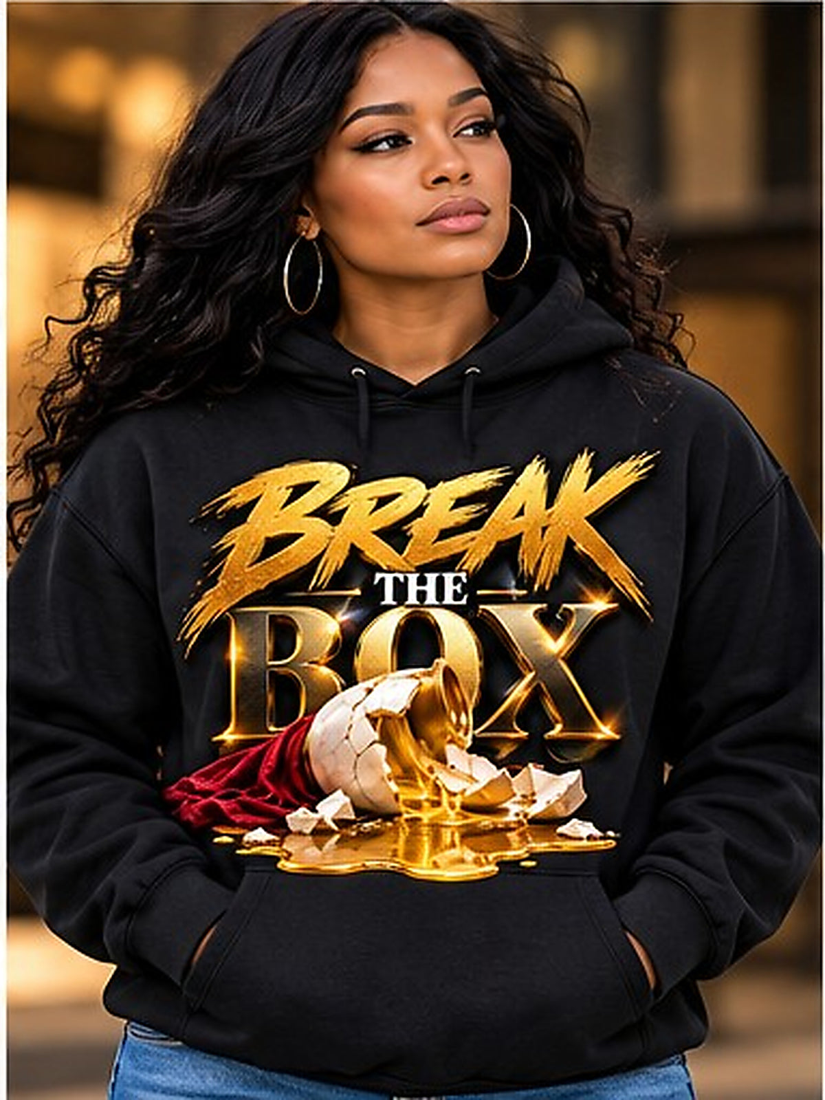 Break the Box Hoodie model mockup
