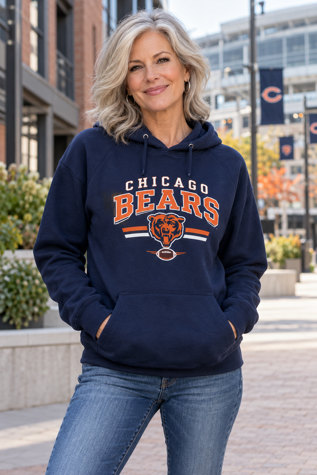 Chicago Bears Navy Hoodie model mockup