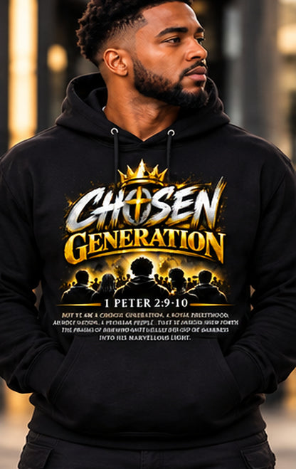 Chosen Generation crown and scripture Hoodie Black
