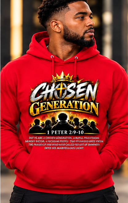 Chosen Generation crown and scripture Hoodie Red
