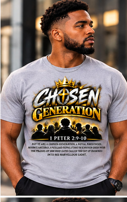 Chosen Generation crown and scripture T-Shirt Gray