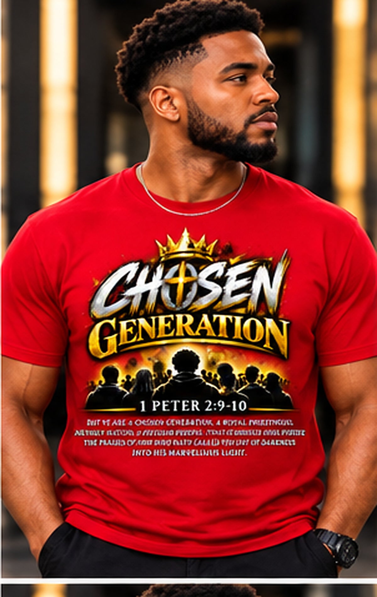 Chosen Generation crown and scripture T-Shirt Red
