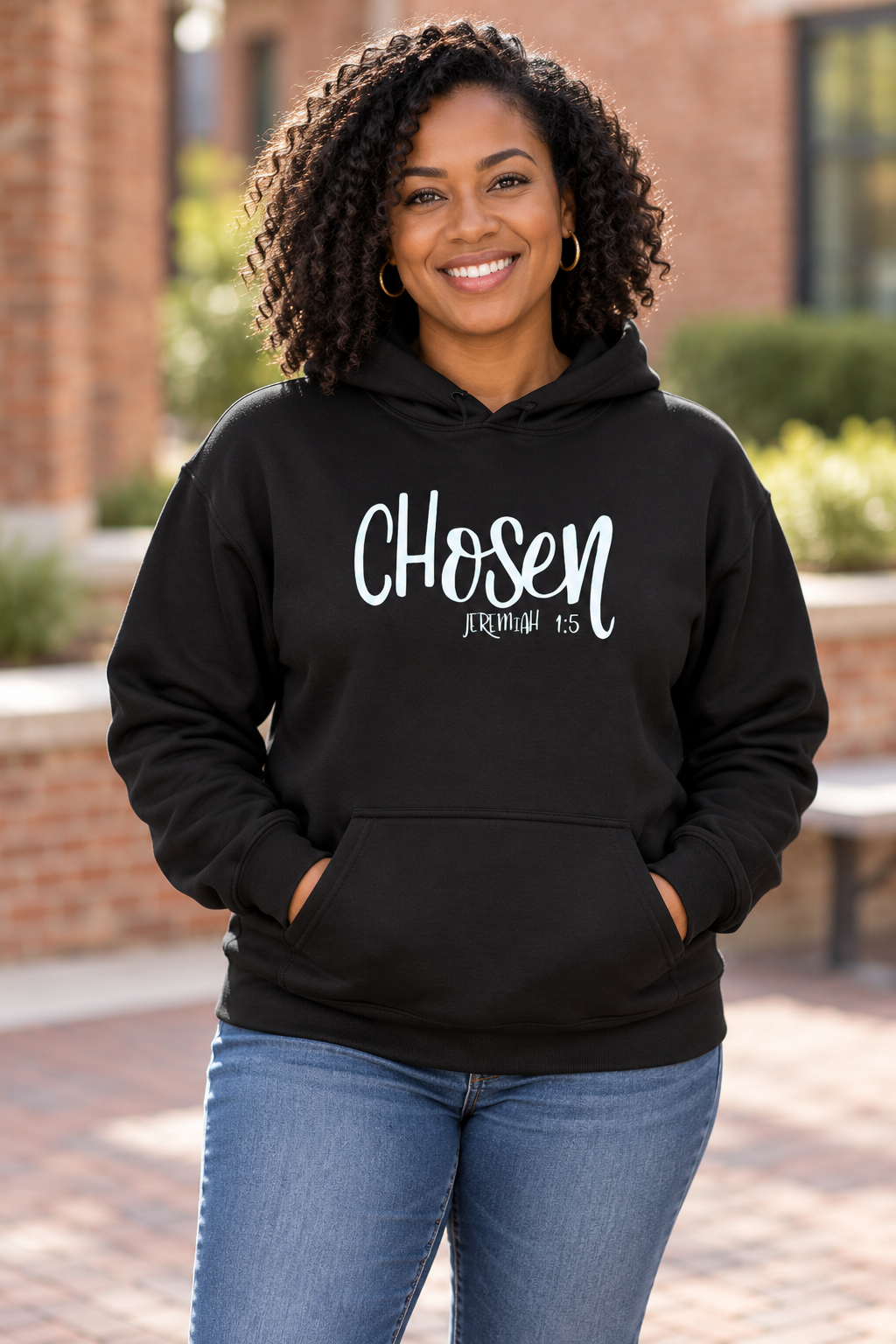 Trendy Christian Hoodie, Bible Verse Sweatshirt, Jeremiah 1 5 Hoodie, Aesthetic Christian Hoodie, Faith Based shown on a model