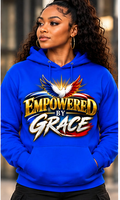 Empowered by Grace Hoodie in Blue
