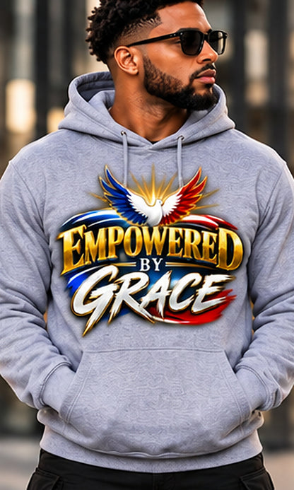 Empowered by Grace Hoodie in Gray