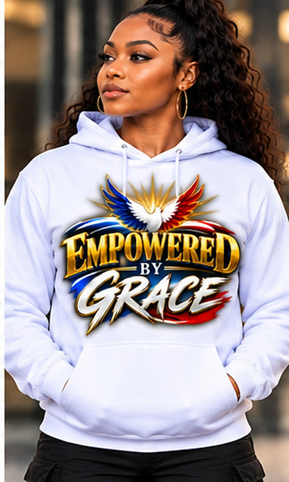 Empowered by Grace Hoodie in White
