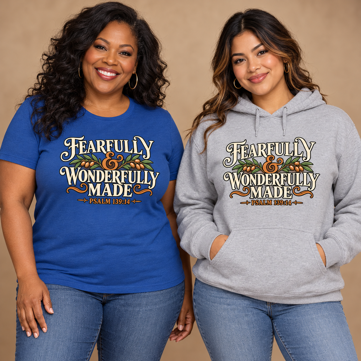 FEARFULLY & WONDERFULLY MADE T-shirt and hoodie model mockups