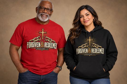 Forgiven & Redeemed T-shirt and hoodie model mockups