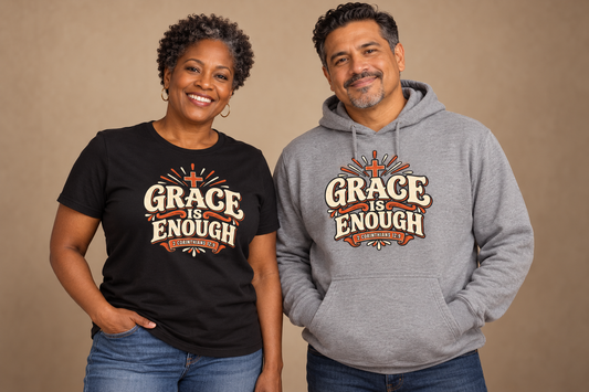 Grace Is Enough T-shirt and hoodie model mockups
