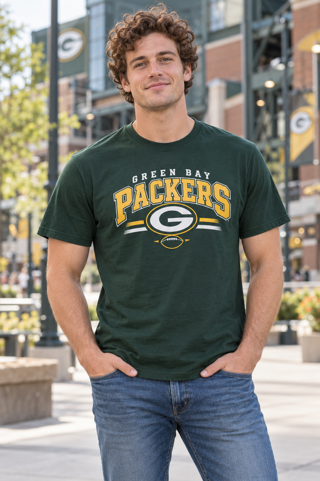 Green Bay Packers Forest Green T-Shirt model mockup