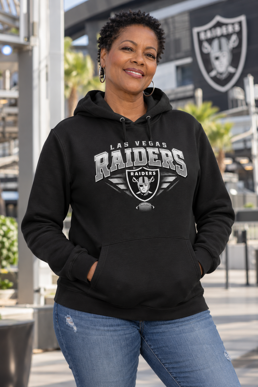 Las Vegas Raiders Black Hoodie model mockup