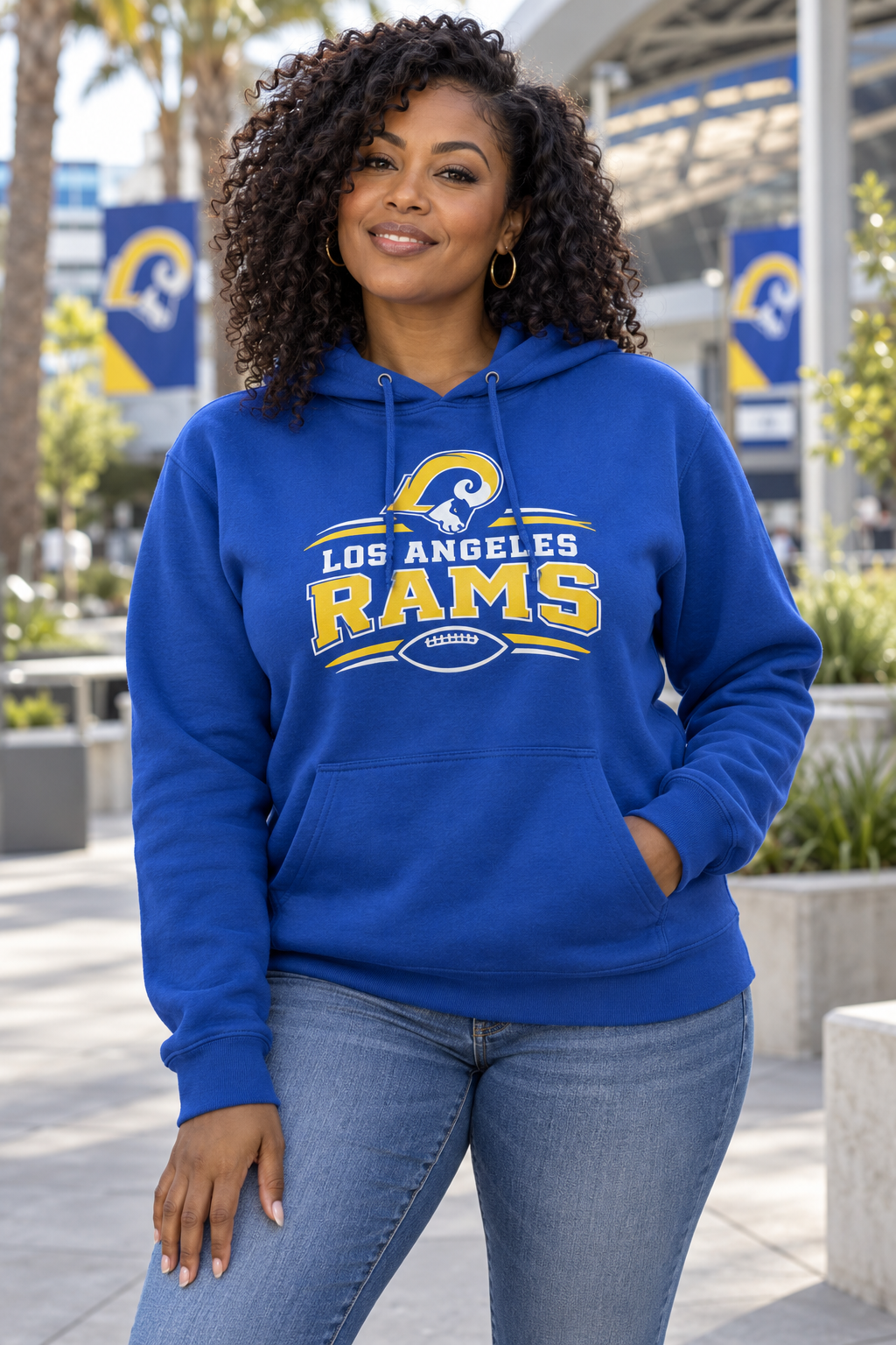 Los Angeles Rams Royal Blue Hoodie model mockup