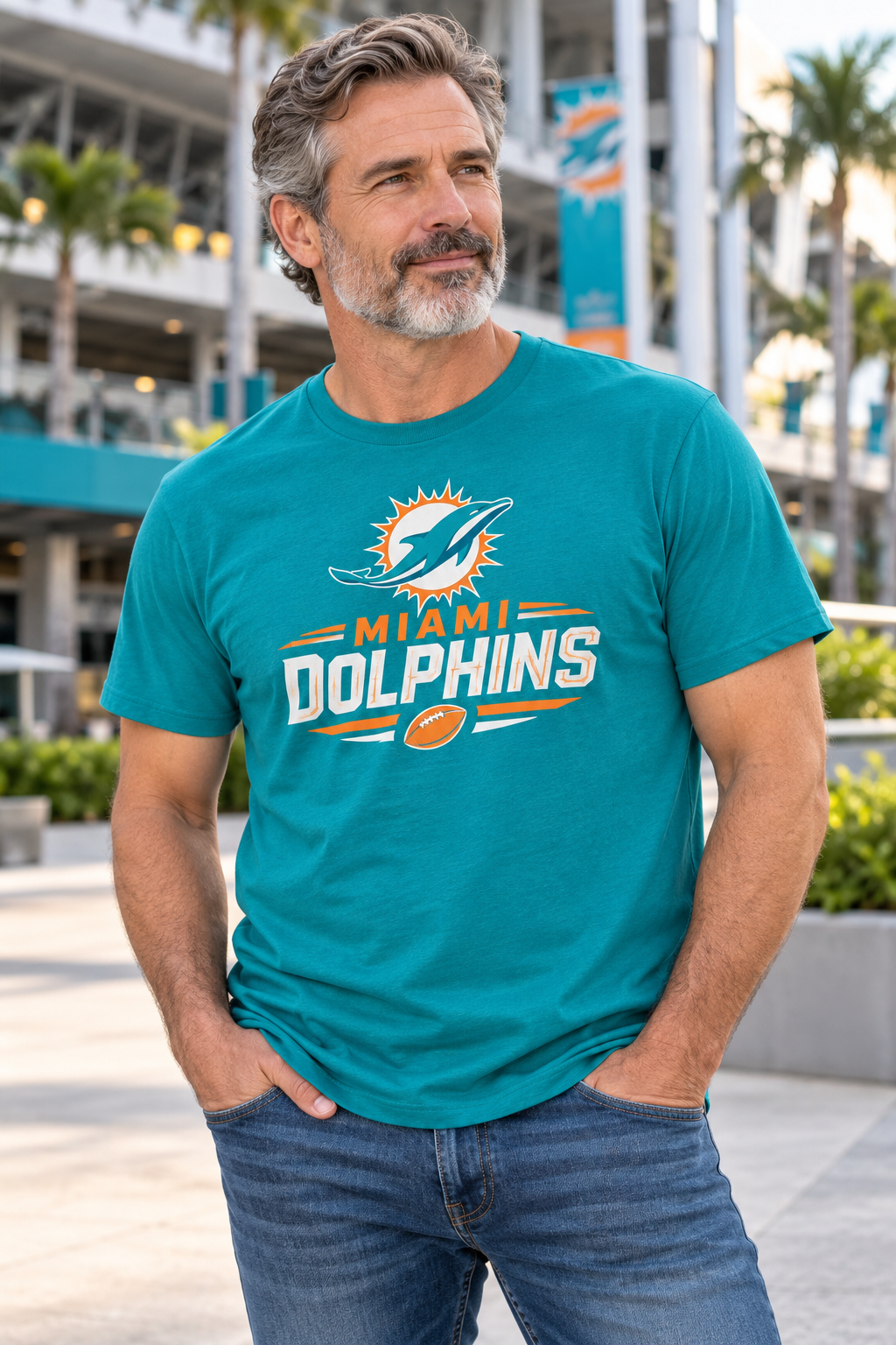 Miami Dolphins Aqua T-Shirt model mockup