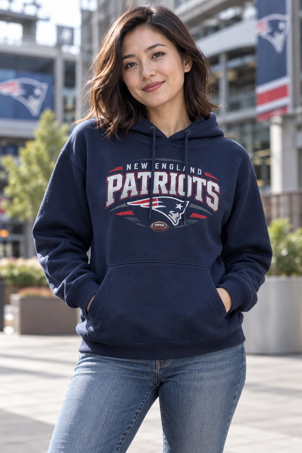 New England Patriots Navy Hoodie model mockup