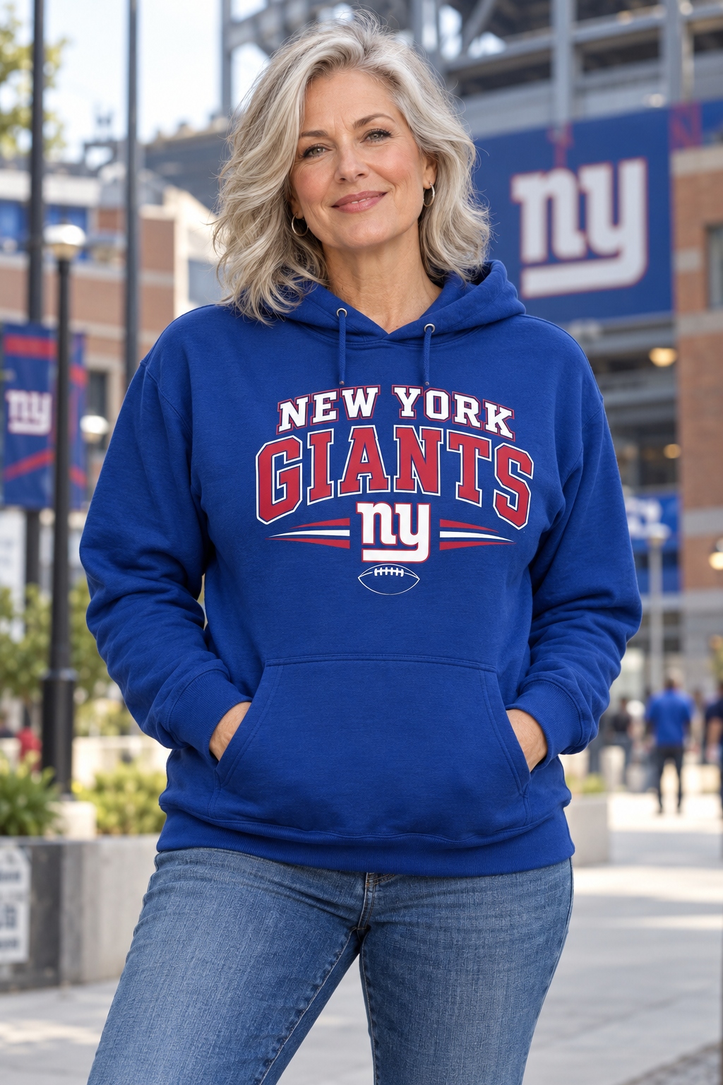 New York Giants Royal Blue Hoodie model mockup