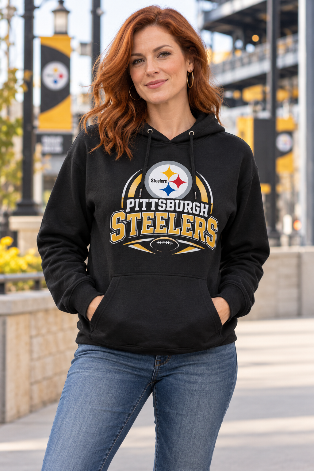 Pittsburgh Steelers Black Hoodie model mockup