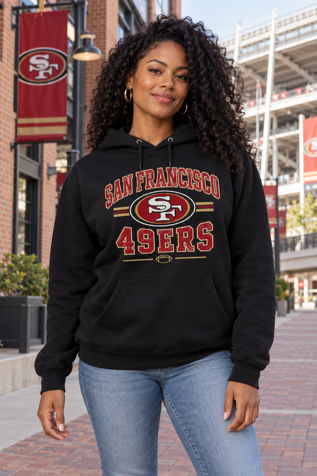 San Francisco 49ers Black Hoodie model mockup