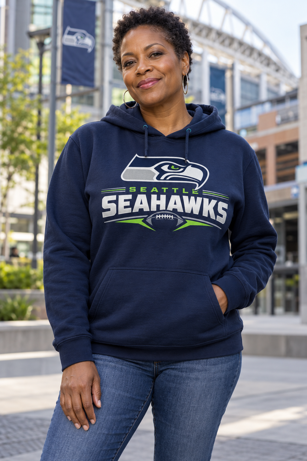 Seattle Seahawks Navy Hoodie model mockup