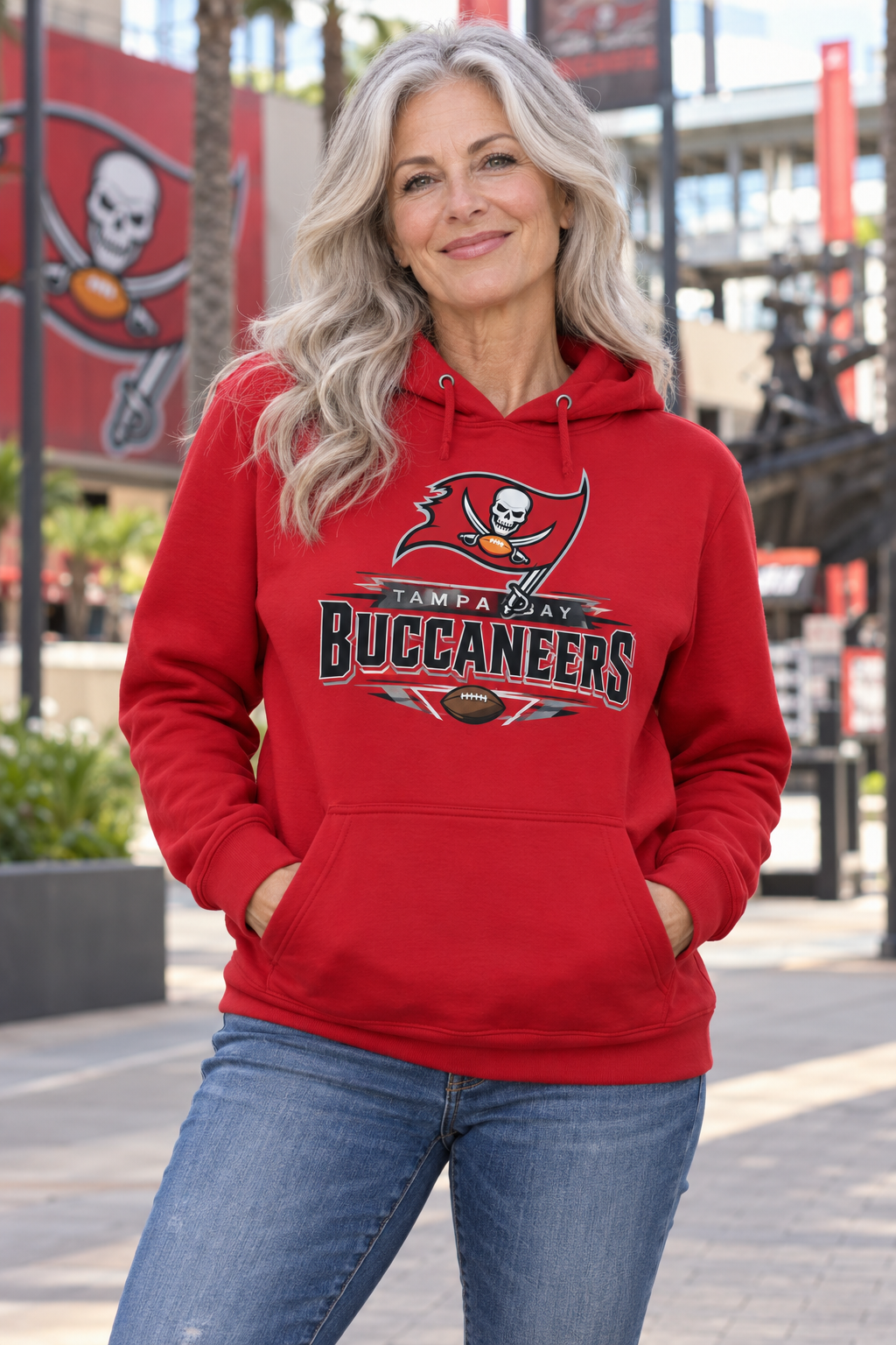 Tampa Bay Buccaneers Red Hoodie model mockup