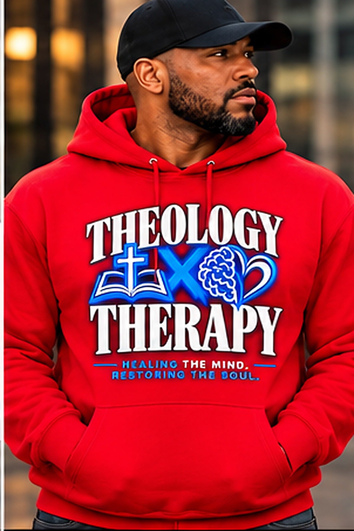 Theology & Therapy Hoodie — Red