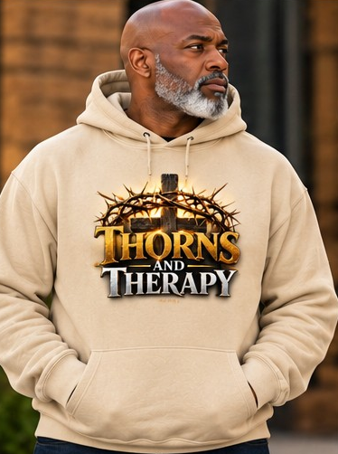 Thorns and Therapy Hoodie model mockup