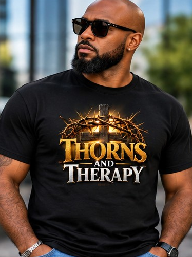 Thorns and Therapy T-Shirt model mockup
