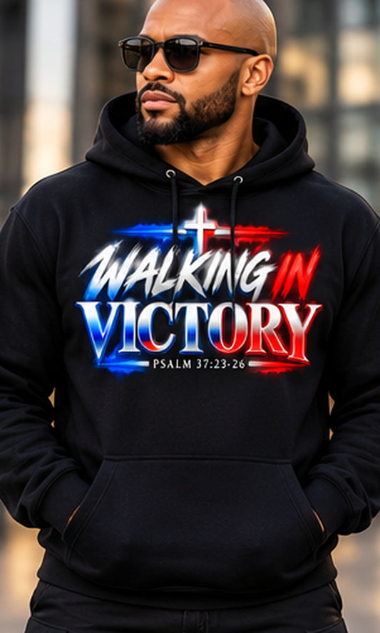 Walking in Victory Hoodie in Black