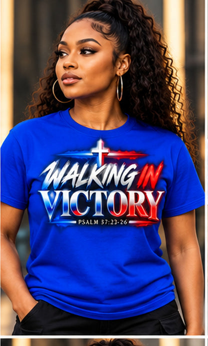 Walking in Victory T-Shirt in Blue
