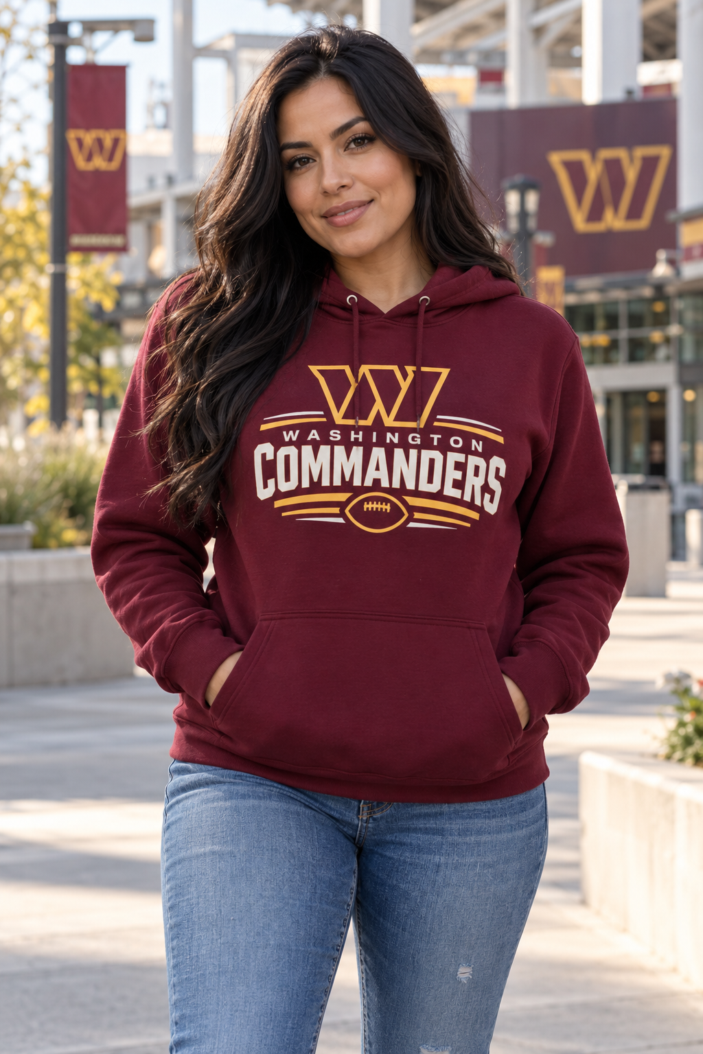 Washington Commanders Burgundy Hoodie model mockup