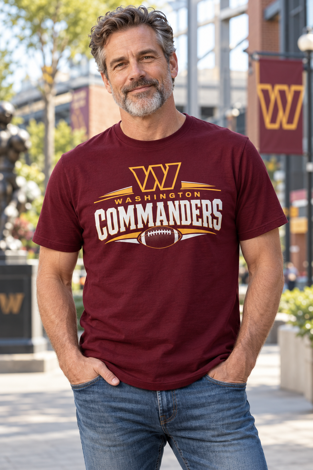 Washington Commanders Burgundy T-Shirt model mockup